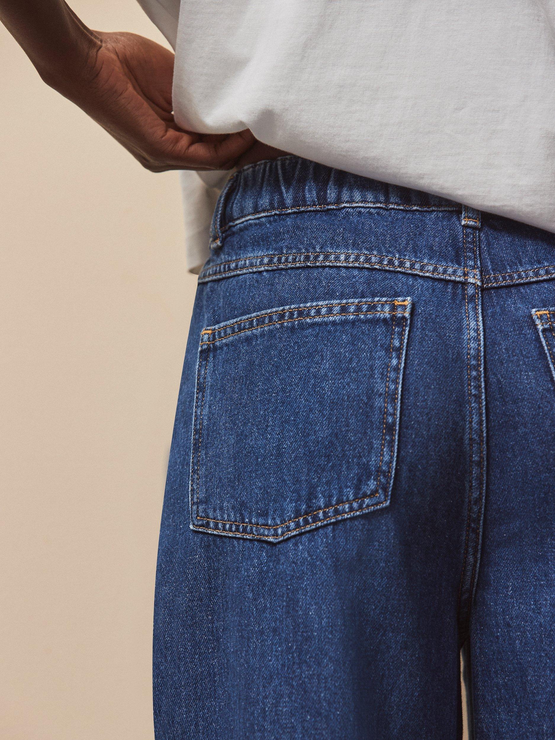 Product image 4 of 5, which shows Ro&Zo Petite Drawstring Waist Jeans, Blue, 6Pt