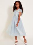 Monsoon Kids' Matteo Embroidered Floral Dress, Blue