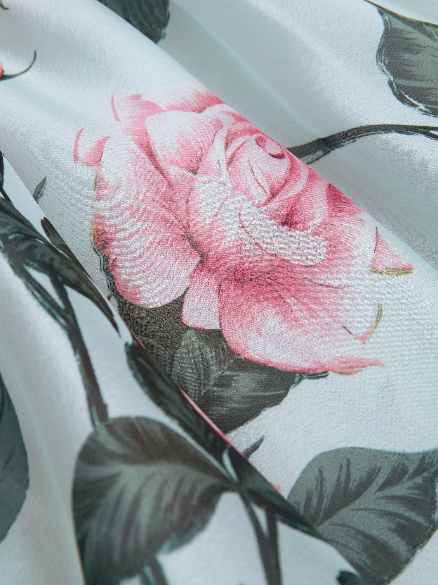 Product image 4 of 4, which shows Monsoon Kids' Rosaline Floral Print Puff Sleeve Dress, Sage, 14-15 years