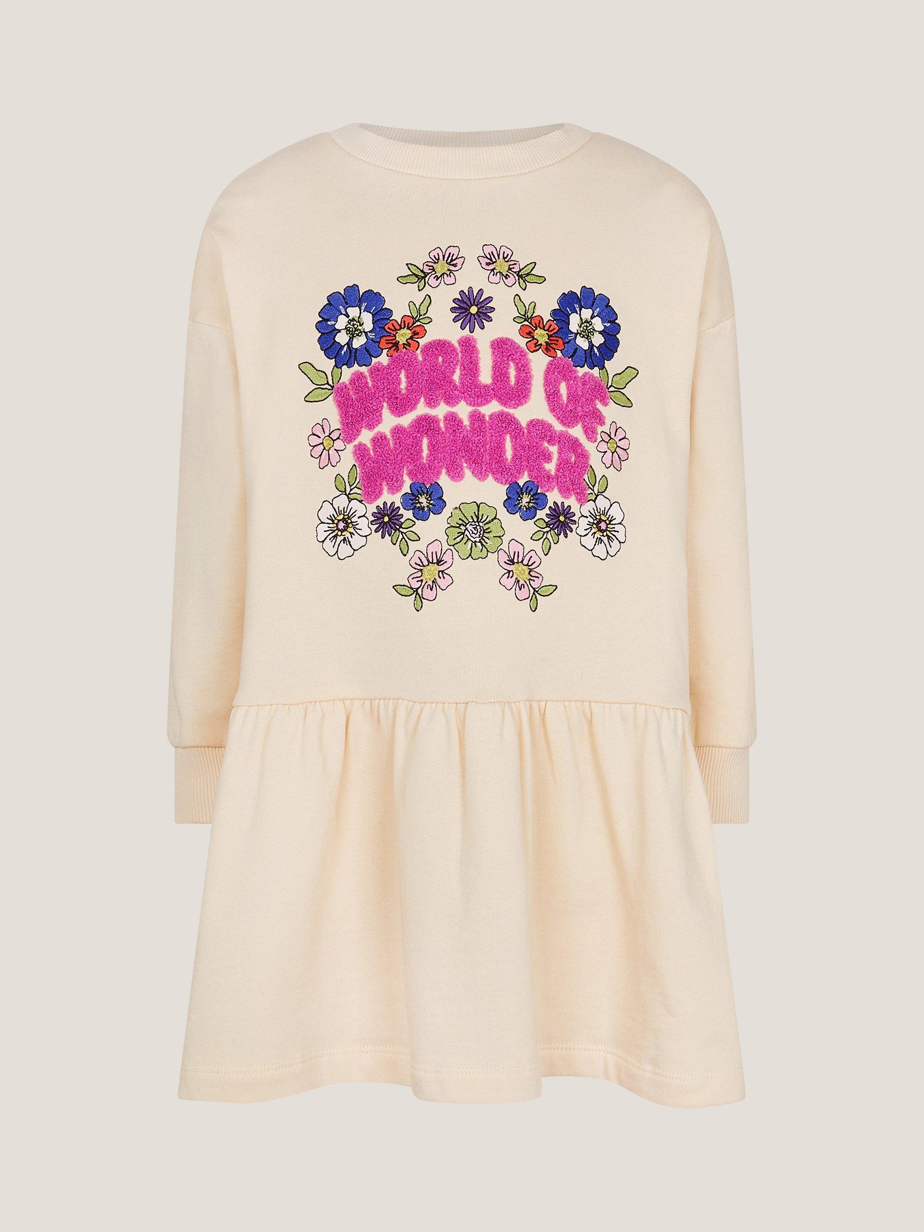 Product image 1 of 3, which shows Monsoon Kids' Sweatshirt Dress, Cream, 5-6 years