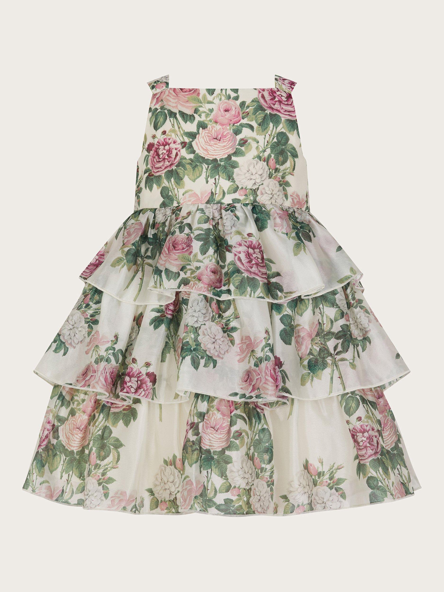 Product image 1 of 3, which shows Monsoon Baby Organza Dress, Ivory/Multi, 0-3 months