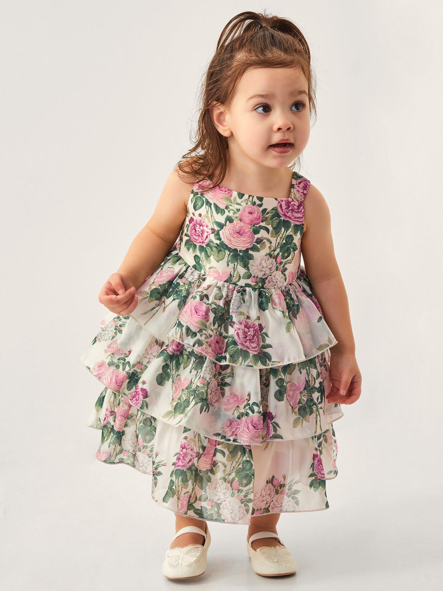 Product image 1 of 4, which shows Monsoon Baby Organza Dress, Ivory/Multi, 18-24 months