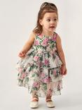 Monsoon Baby Organza Dress, Ivory/Multi