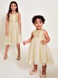 Monsoon Kids' 2-in-1 Detachable Ruffle Skirt Dress, Gold