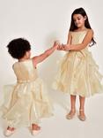 Monsoon Kids' 2-in-1 Detachable Ruffle Skirt Dress, Gold