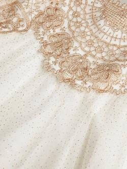 Monsoon Kids' Estella Lace Bodice Dress, Gold - view 2, Gold