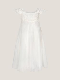 Monsoon Kids' Estella Lace Bodice Dress, Ivory, Ivory