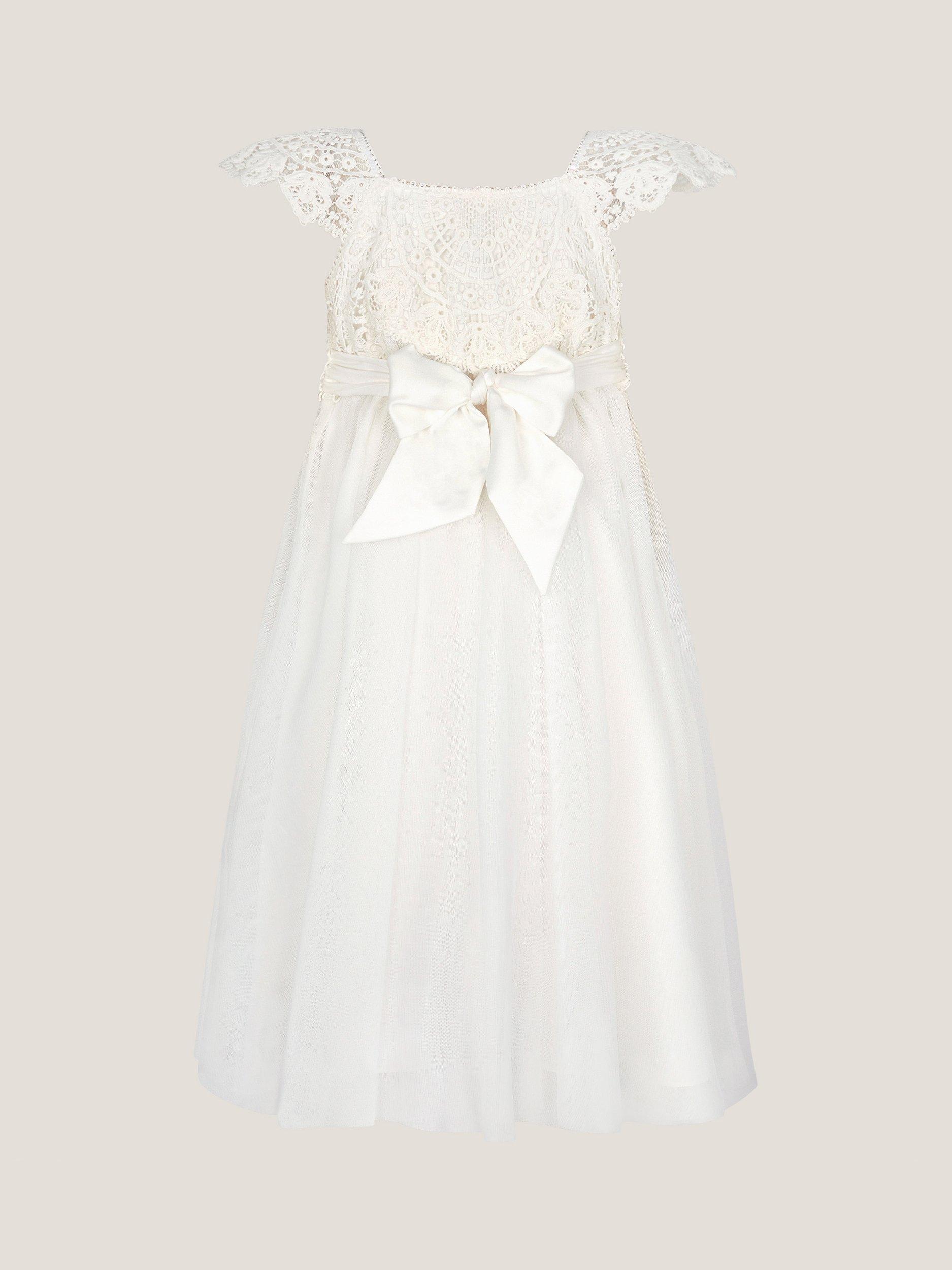 Product image 2 of 4, which shows Monsoon Kids' Estella Lace Bodice Dress, Ivory, 3 years
