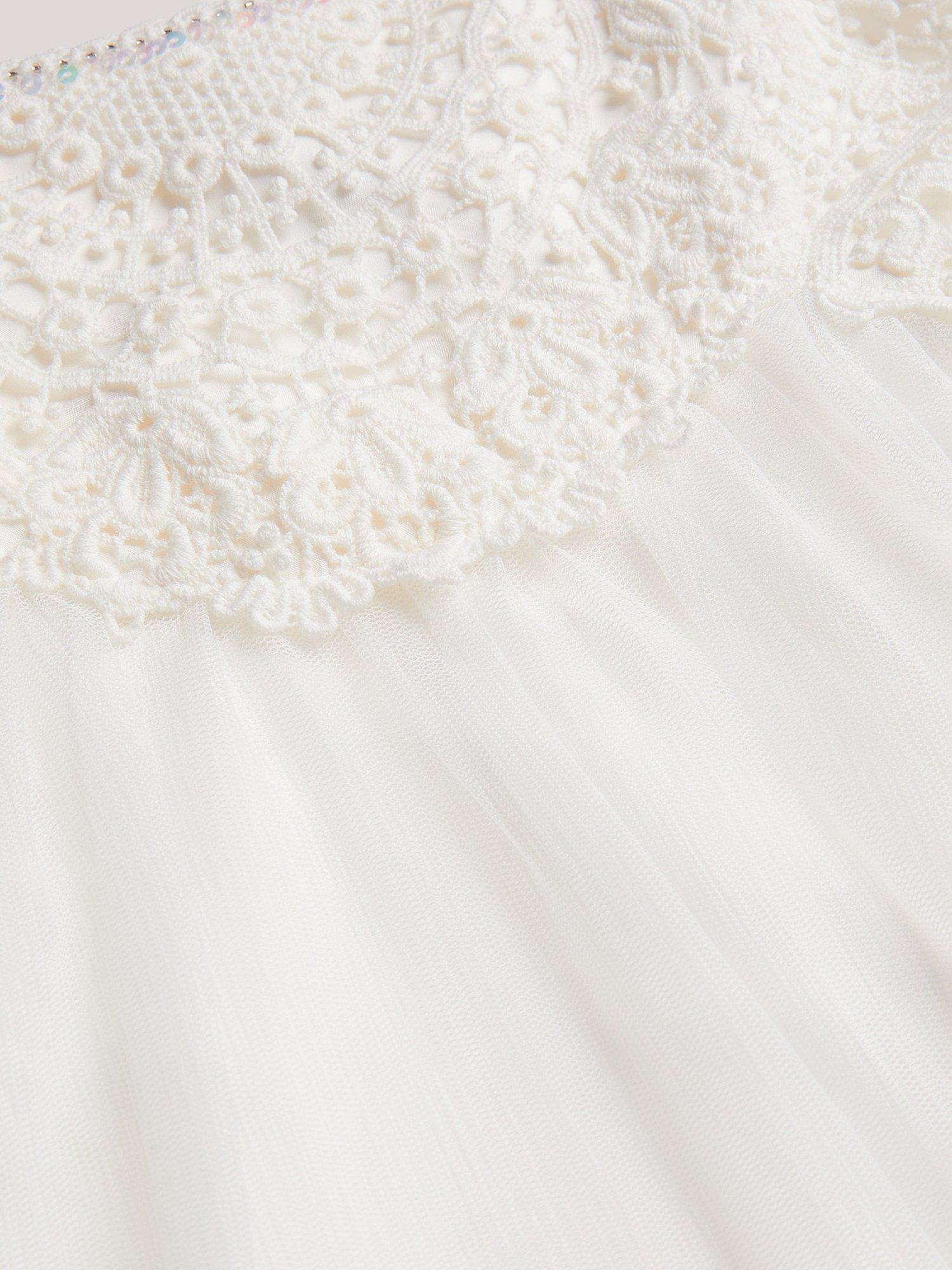 Product image 3 of 4, which shows Monsoon Kids' Estella Lace Bodice Dress, Ivory, 3 years