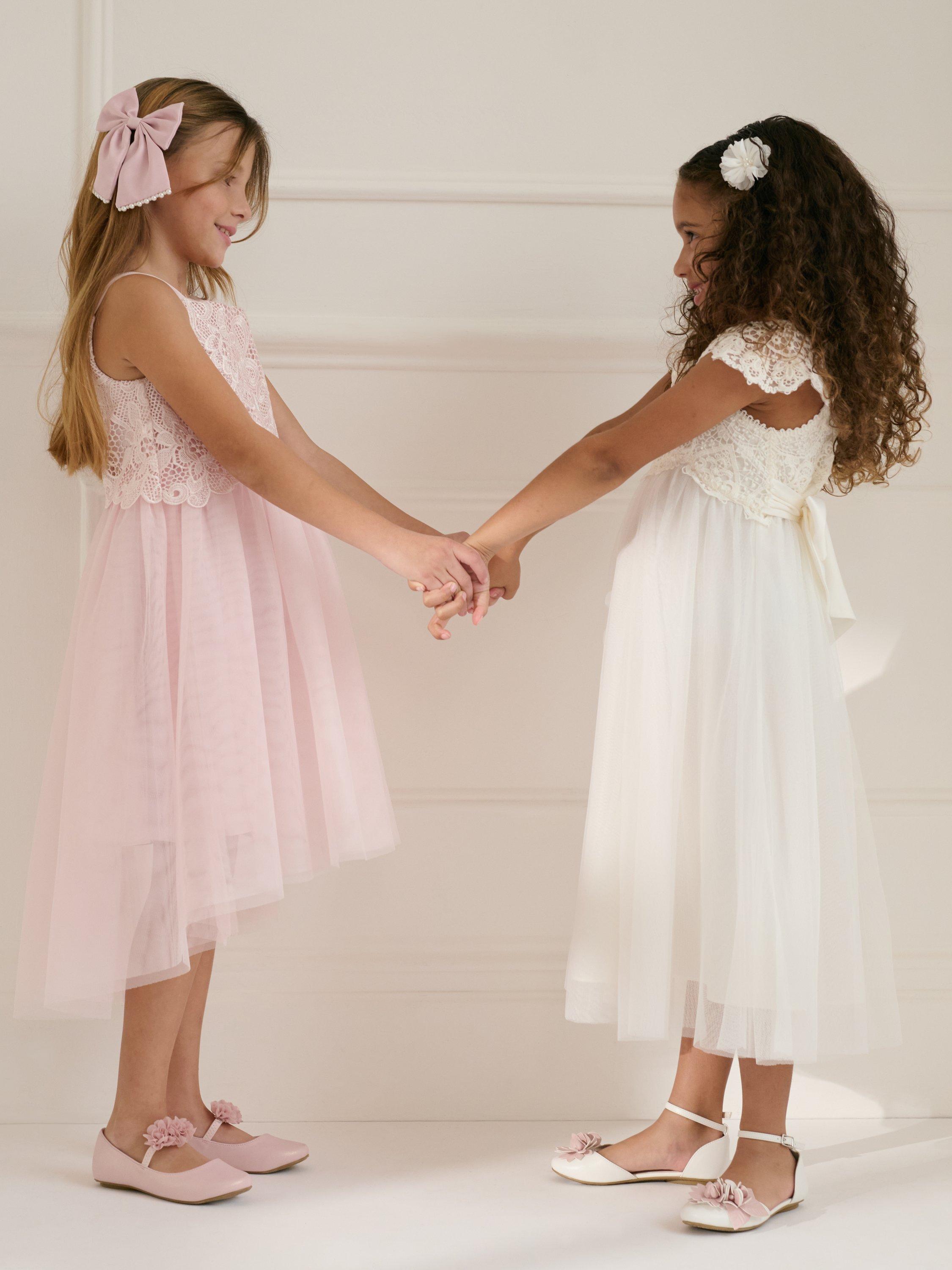 Product image 4 of 4, which shows Monsoon Kids' Estella Lace Bodice Dress, Ivory, 3 years