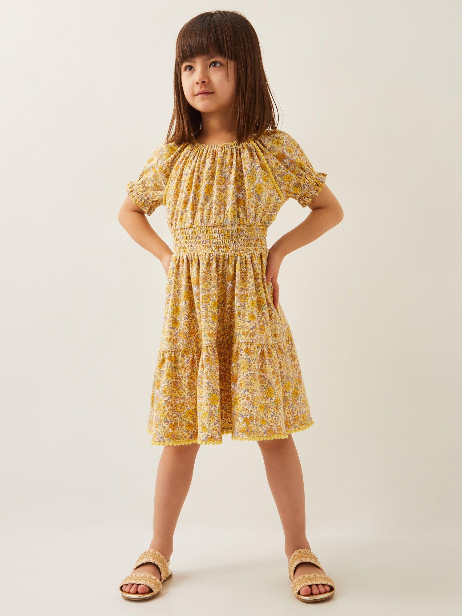 Monsoon Kids' Floral Dress, Yellow