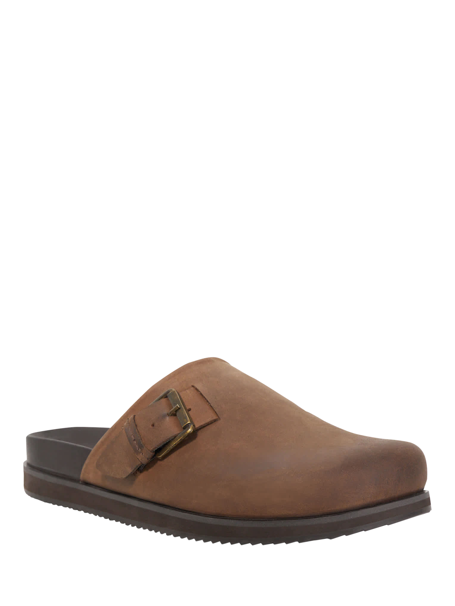 Product image 2 of 5, which shows Dune London Baldwin Leather Slip-On Clogs, Brown, 6
