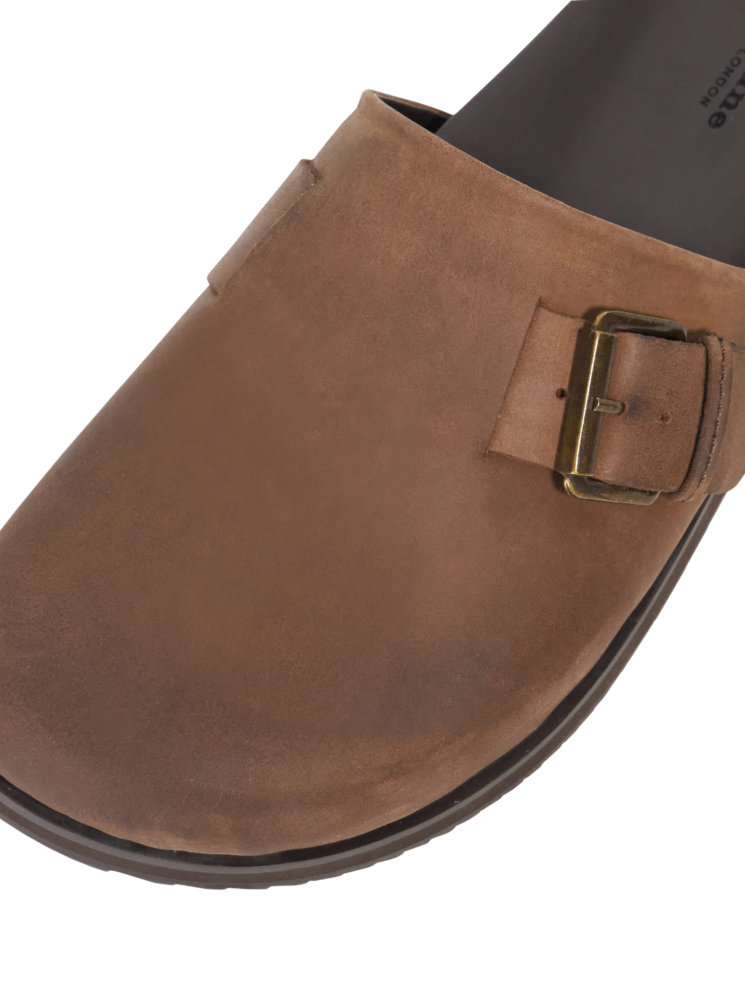 Product image 5 of 5, which shows Dune London Baldwin Leather Slip-On Clogs, Brown, 6