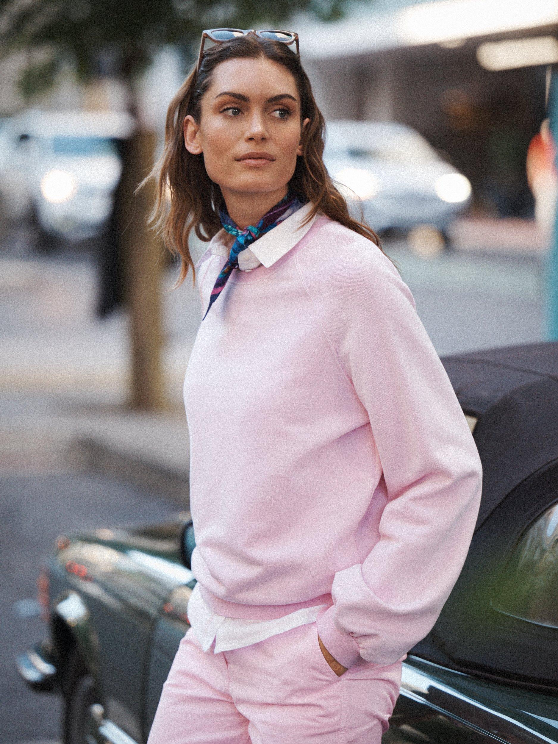 Product image 4 of 7, which shows NRBY Sandi Garment Dyed Sweatshirt, Pink, XS