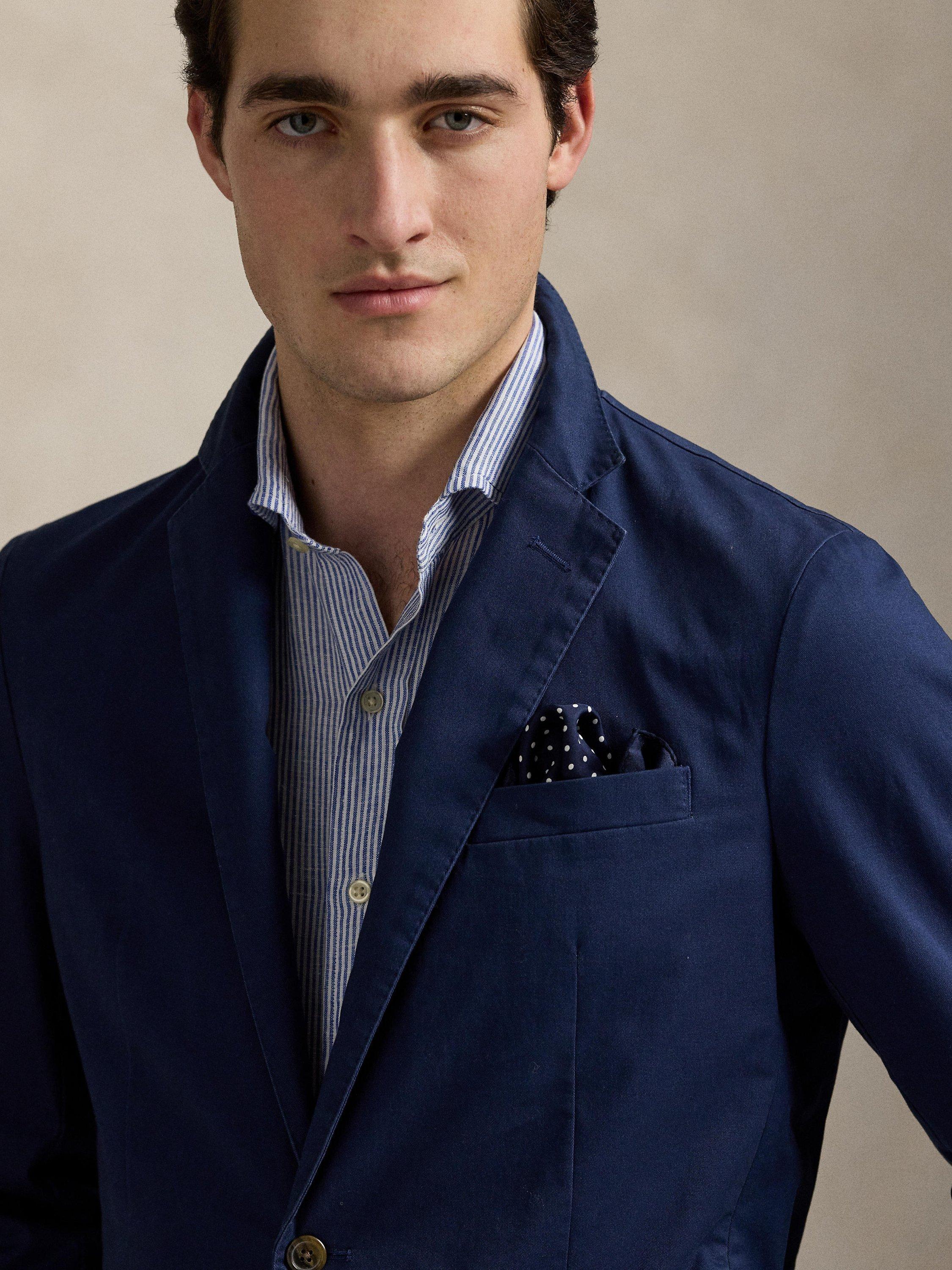 Product image 3 of 5, which shows Ralph Lauren Tailored Fit Cotton Blend Suit Jacket, Rustic Navy, 40R