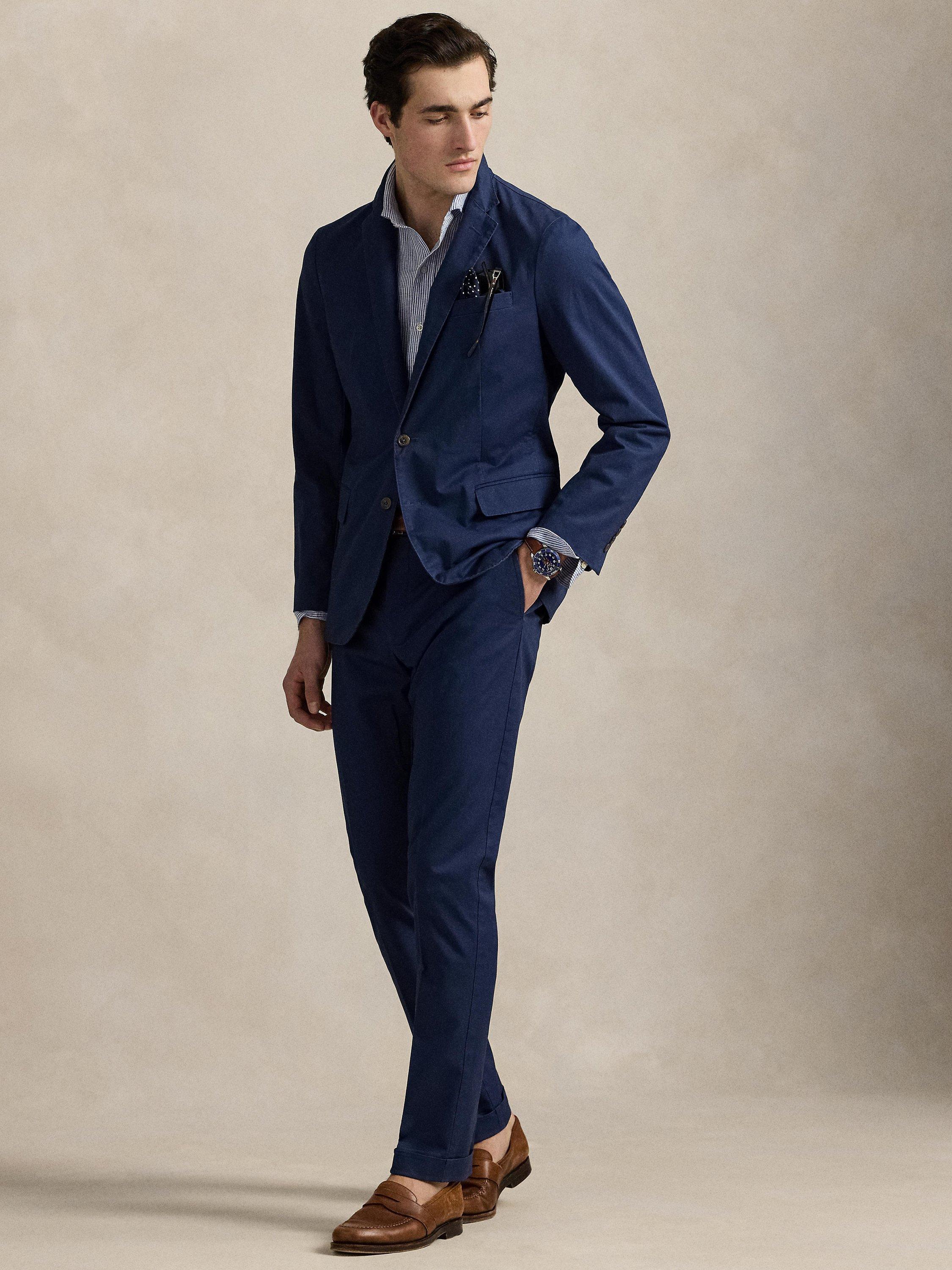Product image 5 of 5, which shows Ralph Lauren Tailored Fit Cotton Blend Suit Jacket, Rustic Navy, 40R