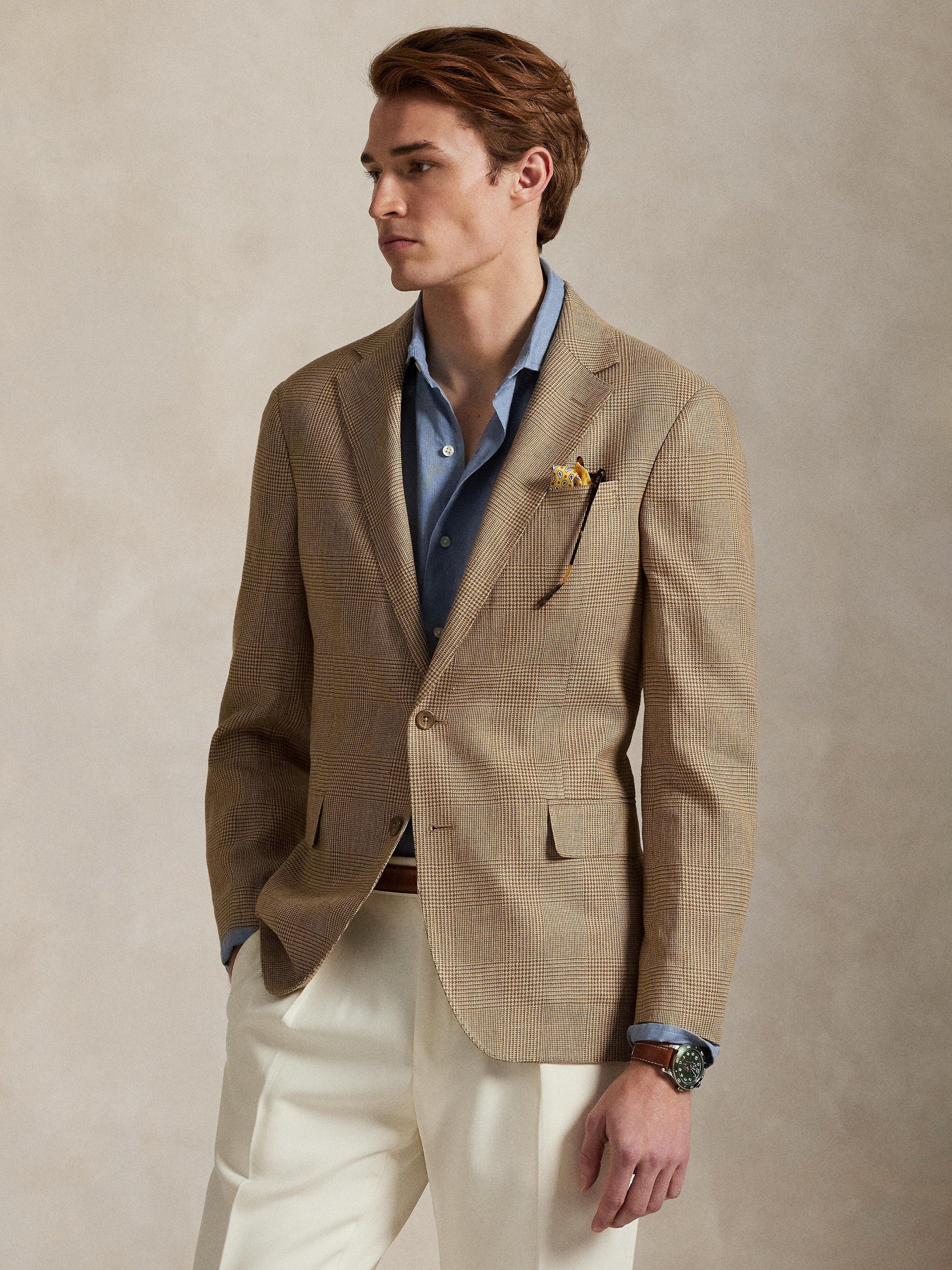 Polo Ralph Lauren Tailored Fit Linen Blend Glen Plaid Check Suit