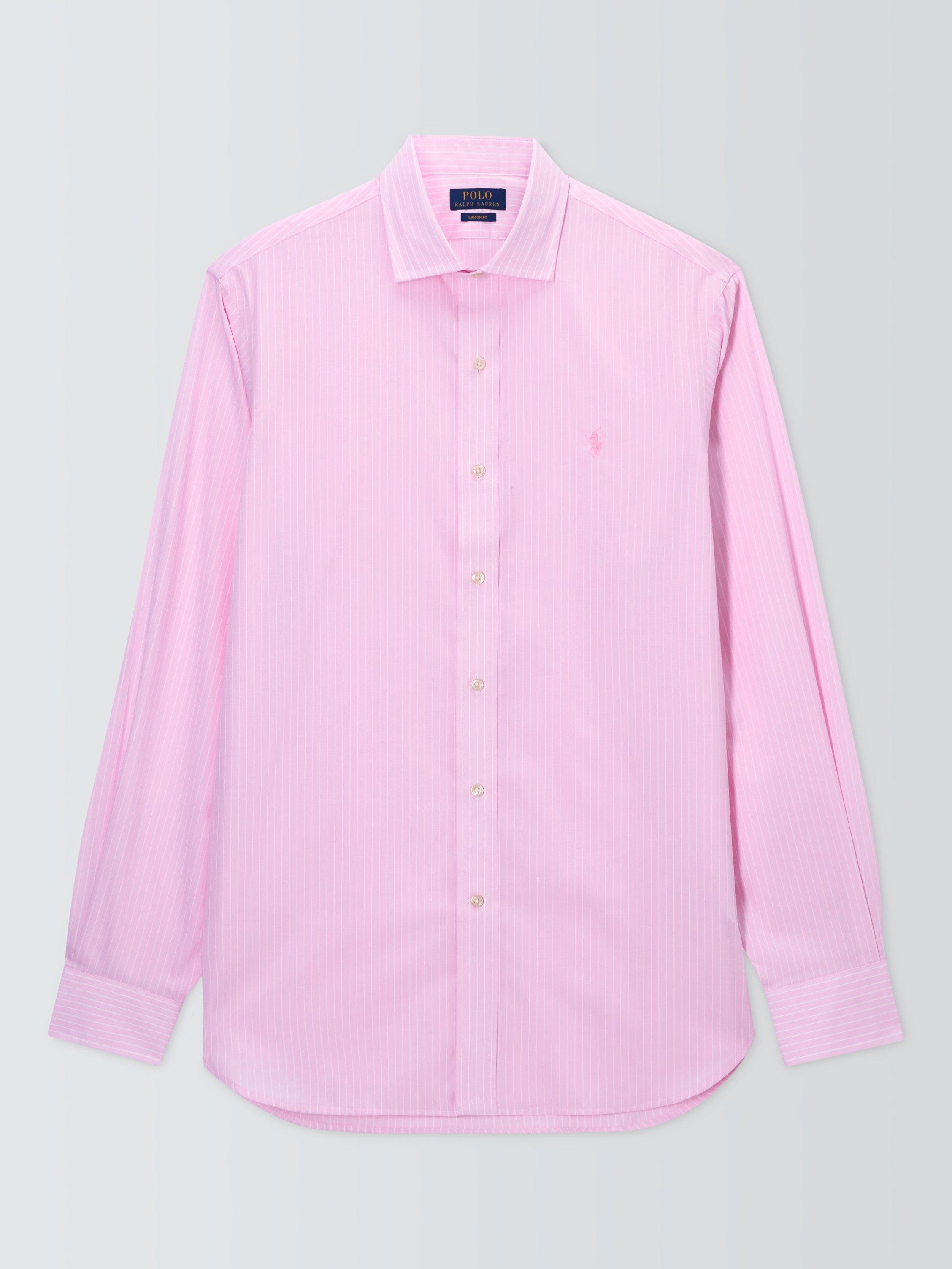 Product image 1 of 1, which shows Polo Ralph Lauren Cotton Regular Fit Dress Shirt, 3161d Carm Pink Whit, 15.5/R