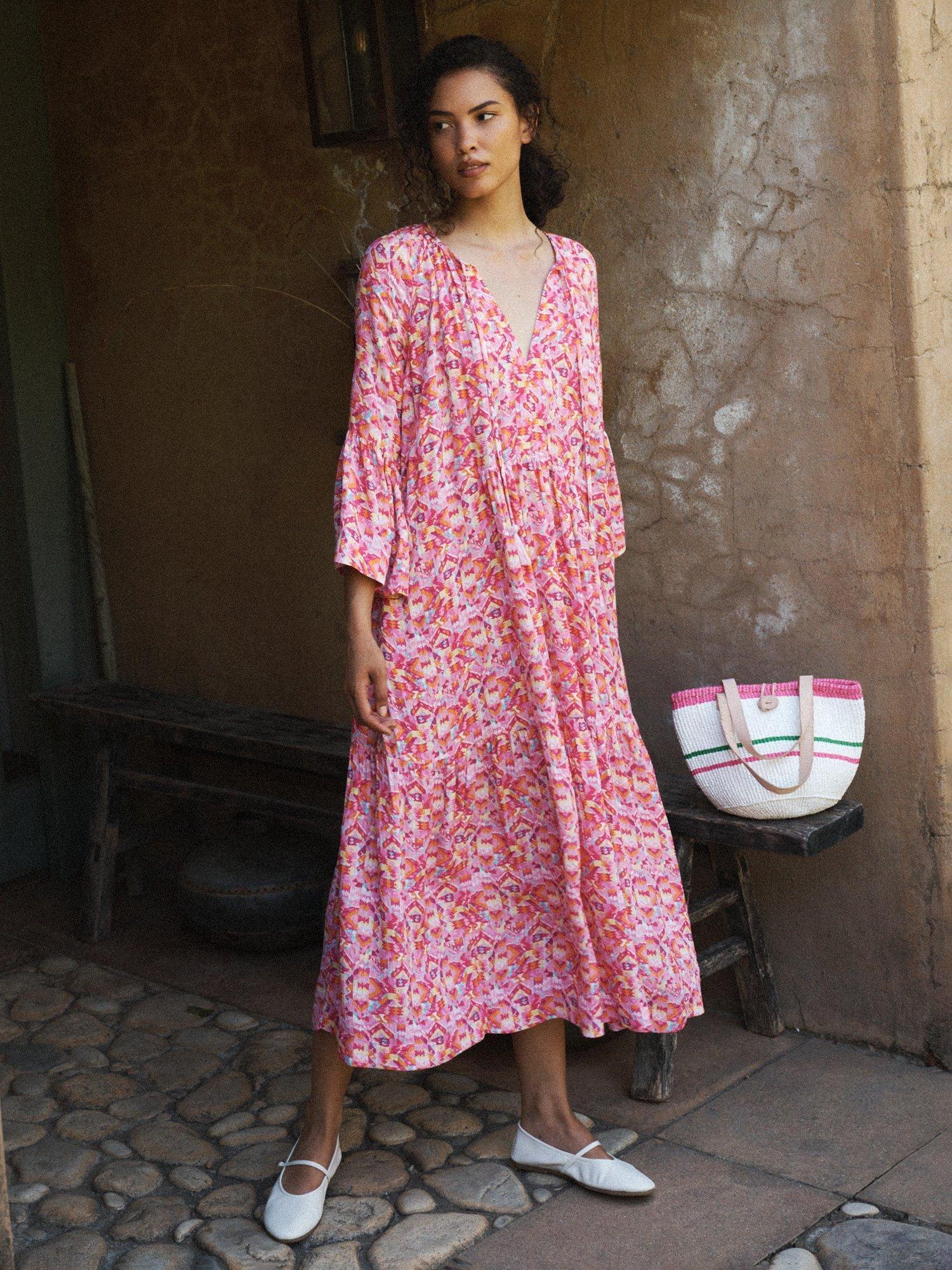 Product image 2 of 7, which shows NRBY Bettina Kilim Print Dress, Multi, XS