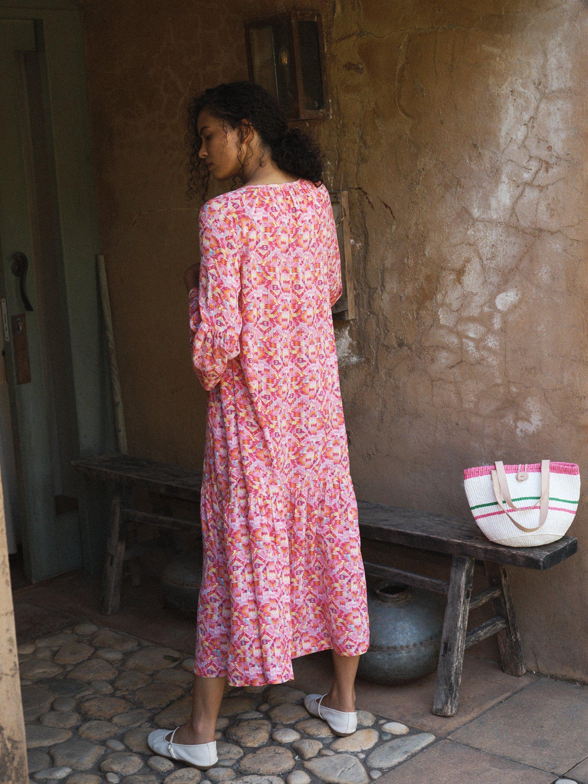 Product image 3 of 7, which shows NRBY Bettina Kilim Print Dress, Multi, XS