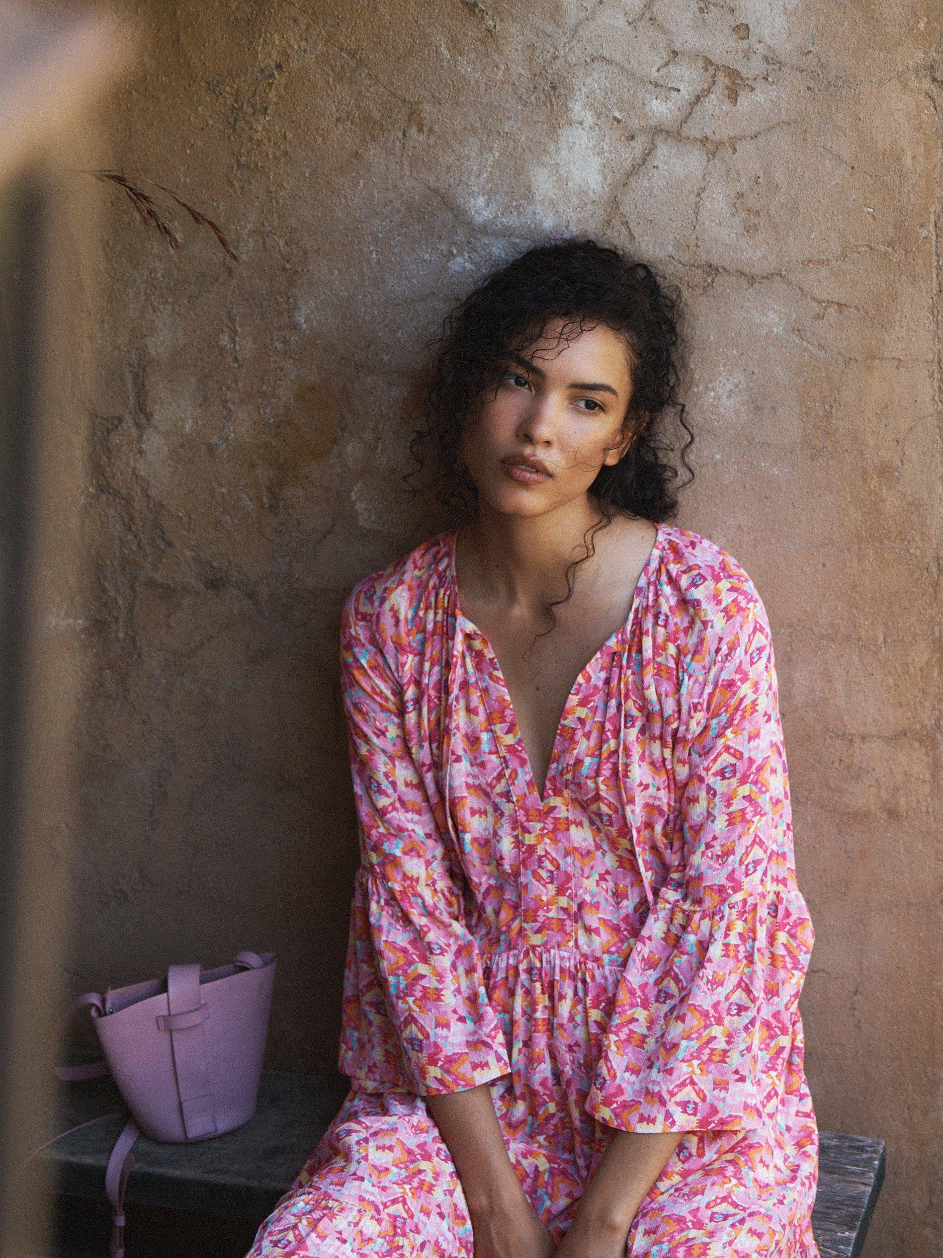 Product image 5 of 7, which shows NRBY Bettina Kilim Print Dress, Multi, XS