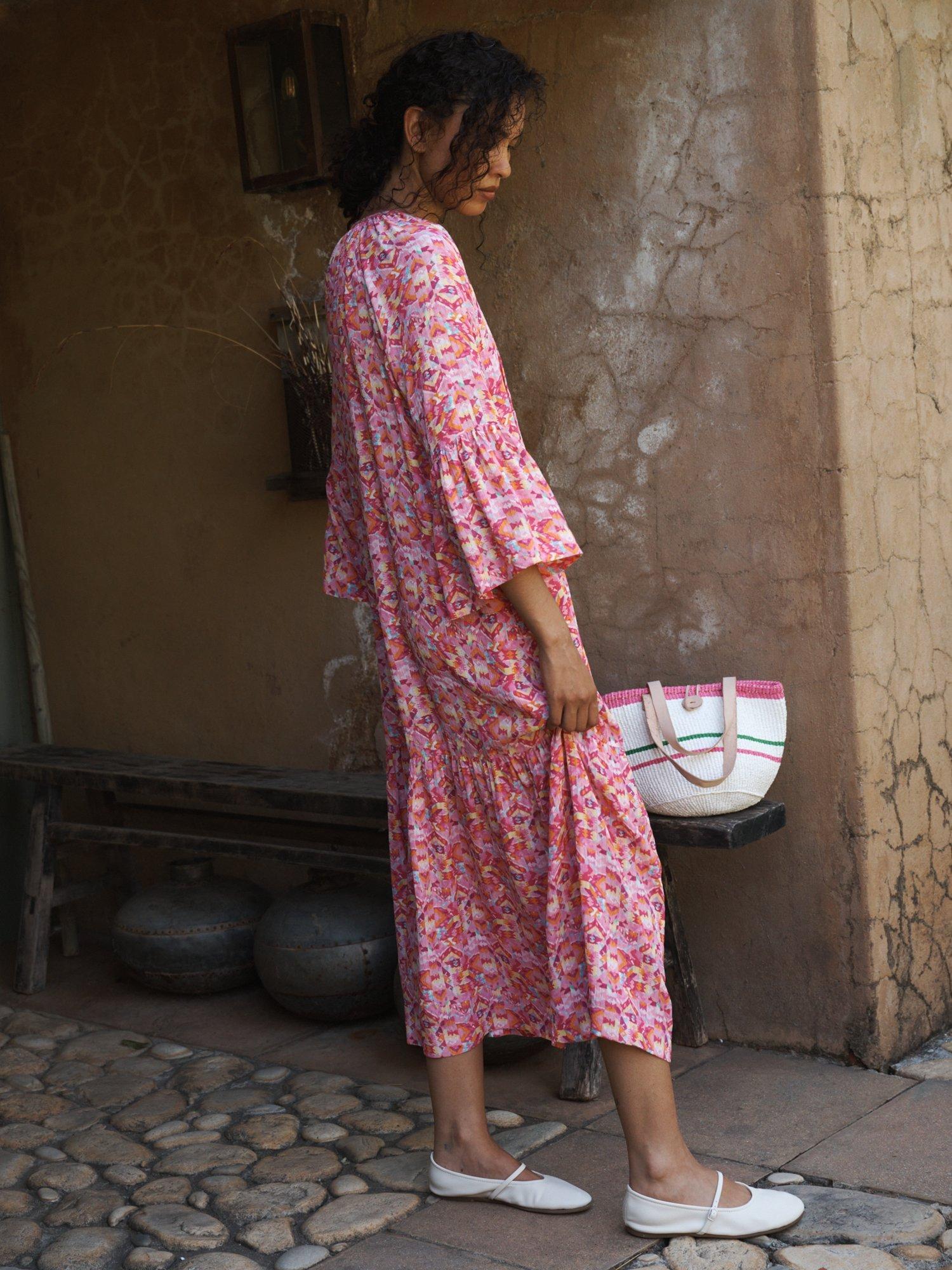 Product image 6 of 7, which shows NRBY Bettina Kilim Print Dress, Multi, XS
