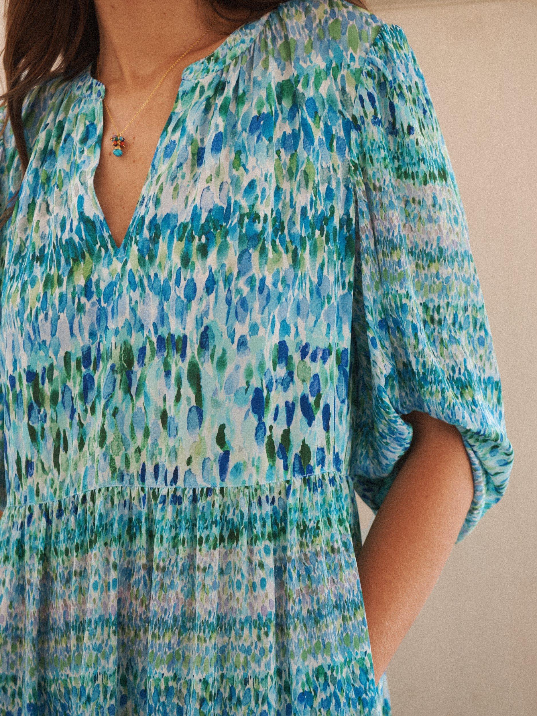 Product image 7 of 8, which shows NRBY Cora Watercolour Splash Pure Silk Dress, Multi, XS