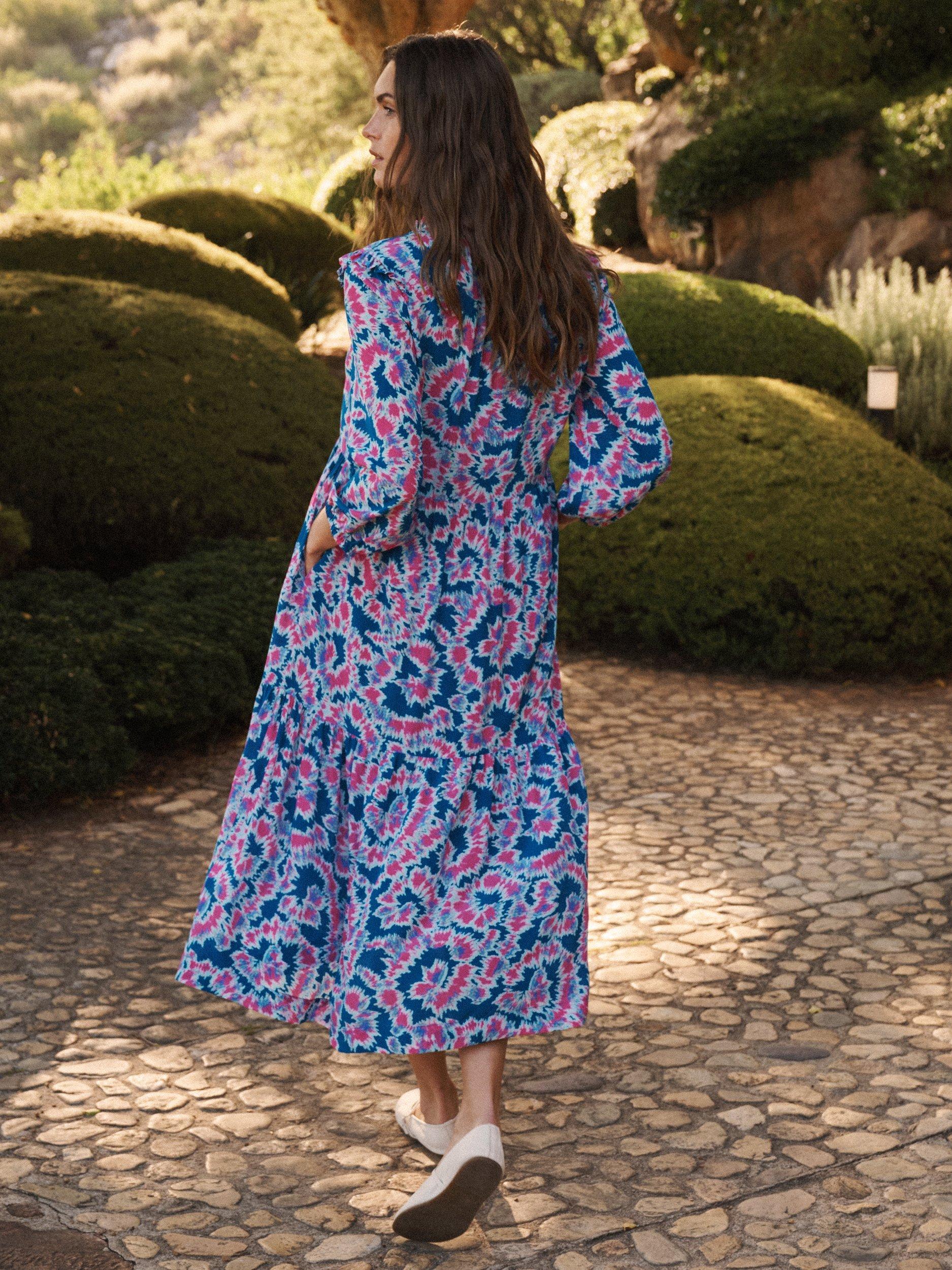 Product image 3 of 8, which shows NRBY Jacinta Tie Dye Swirl Pure Silk Dress, Multi, S