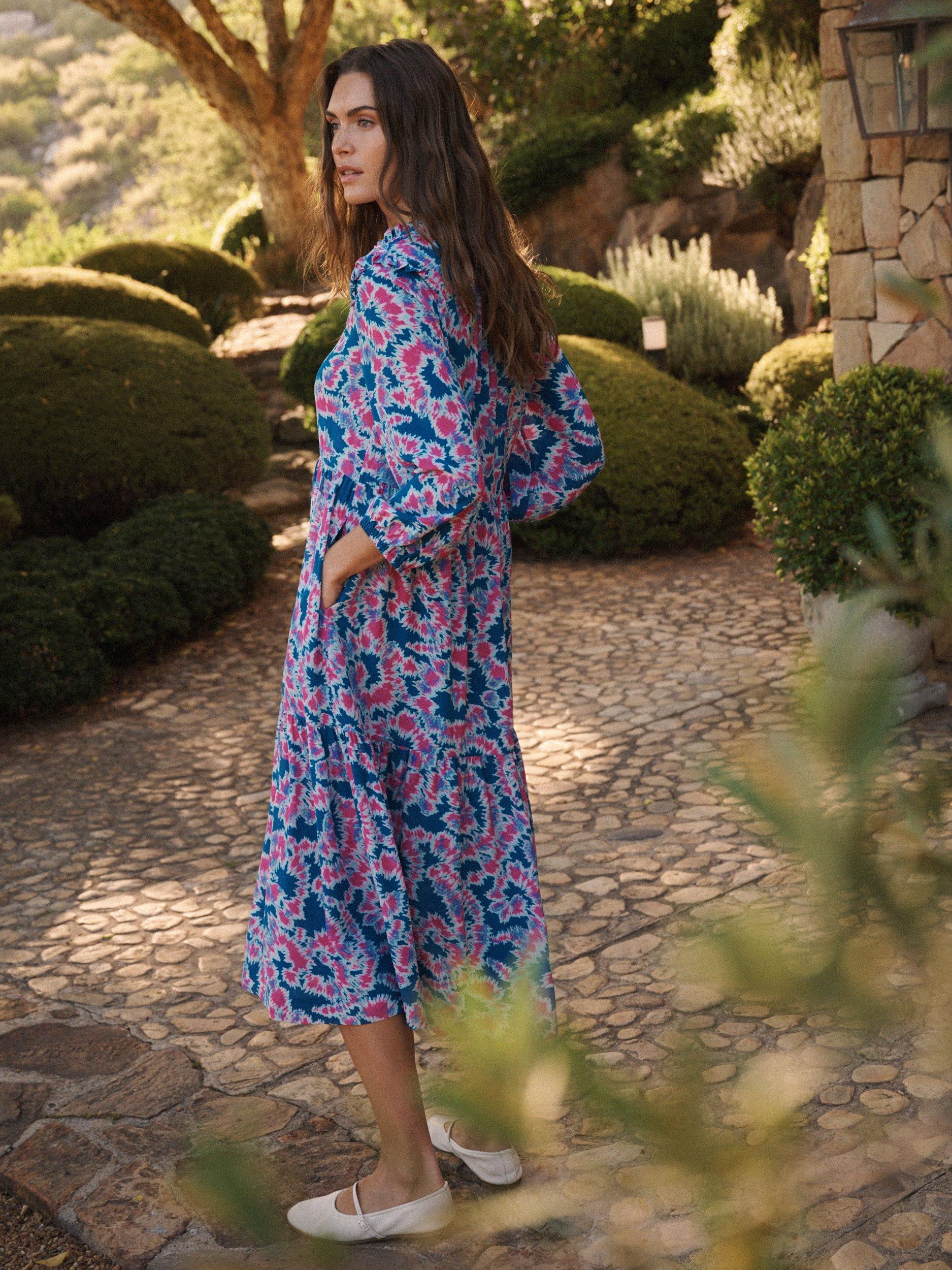 Product image 5 of 8, which shows NRBY Jacinta Tie Dye Swirl Pure Silk Dress, Multi, S