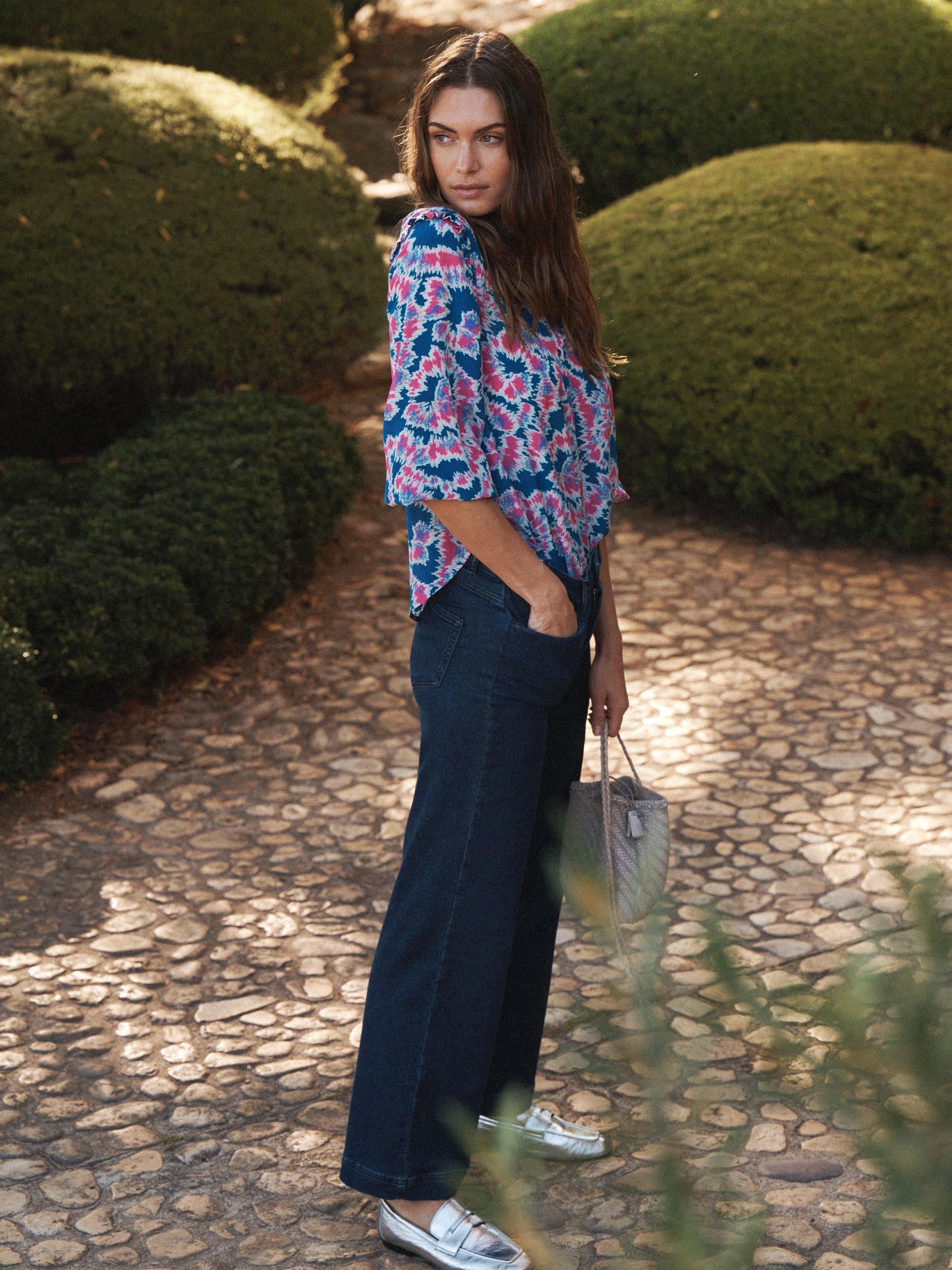 Product image 7 of 8, which shows NRBY Jessica Tie Dye Swirl Pure Silk Top, Multi, XS