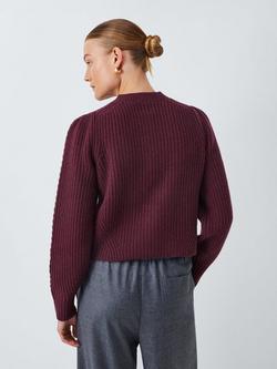 John Lewis Ribbed Wool Blend Cardigan - view 2, Fig
