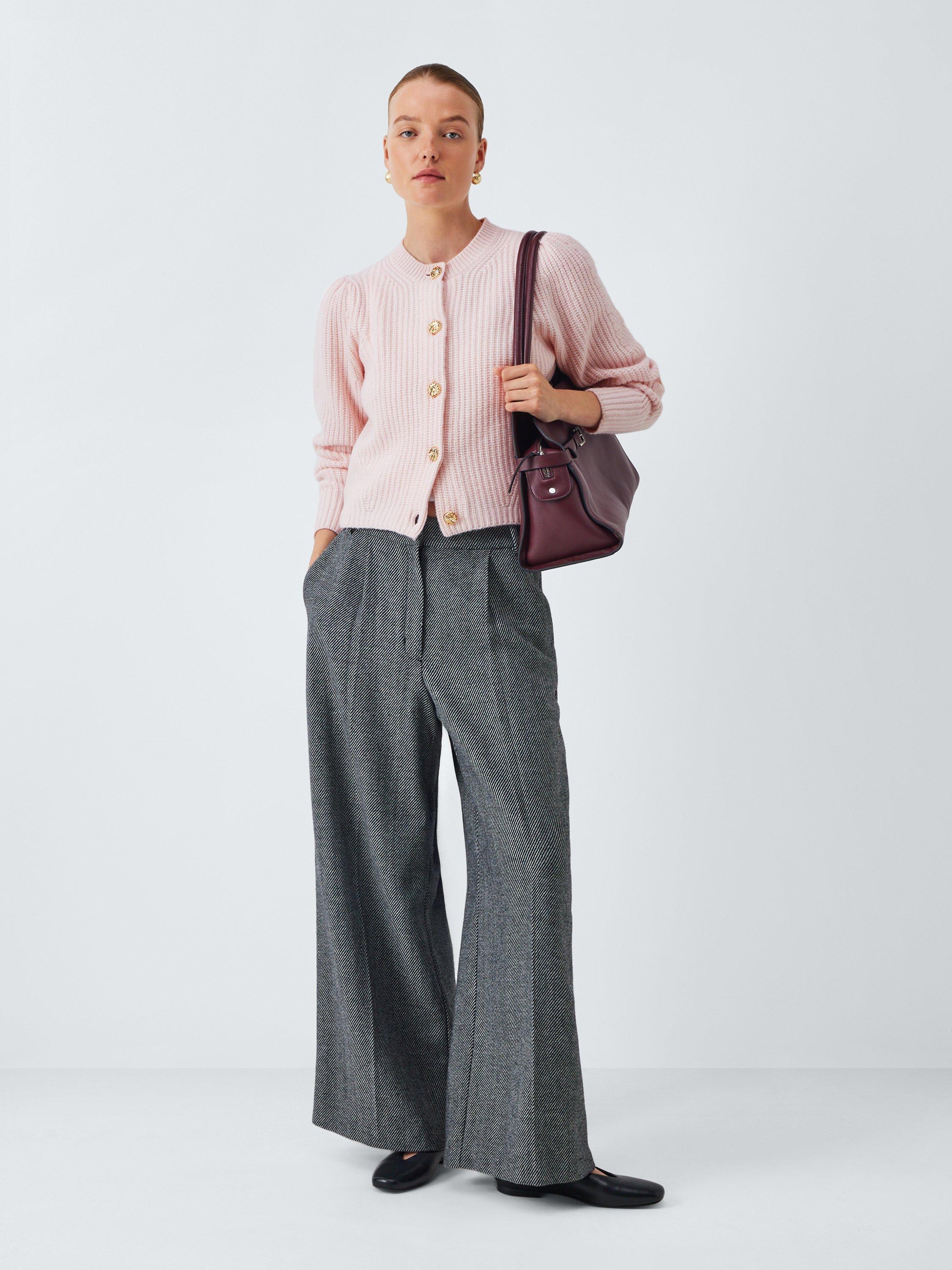 Product image 3 of 6, which shows John Lewis Ribbed Wool Blend Cardigan, Pale Pink, 20