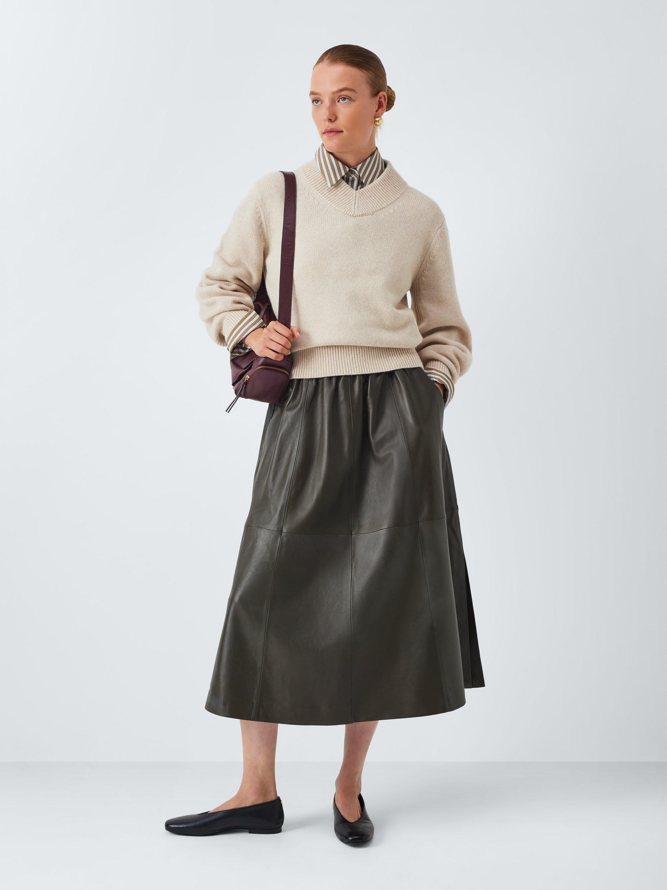 Product image 3 of 6, which shows John Lewis Wool Blend Ribbed V-Neck Jumper, Shearling, M