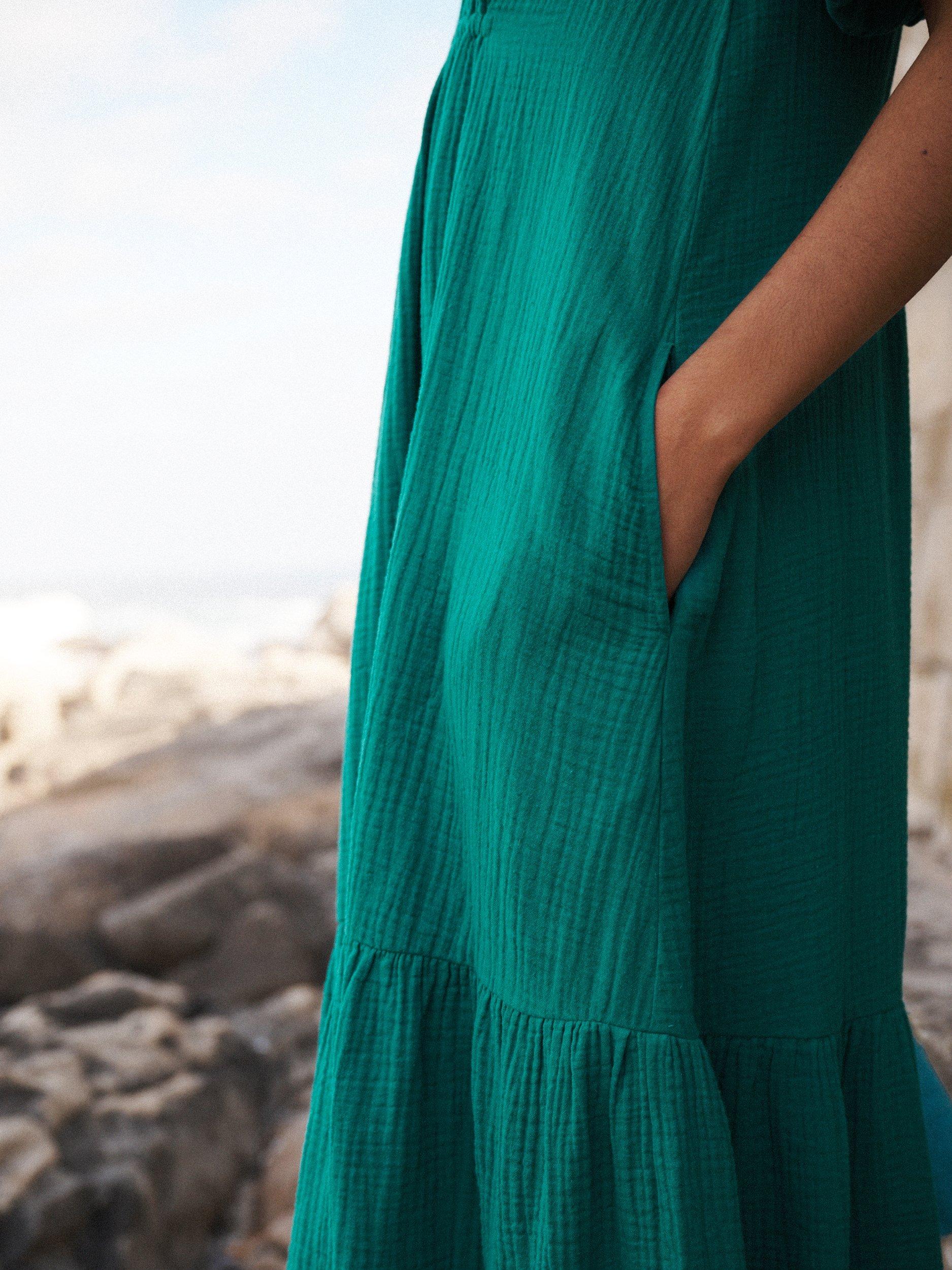 Product image 8 of 8, which shows NRBY Camille Double Cloth Dress, Sea Green, XS