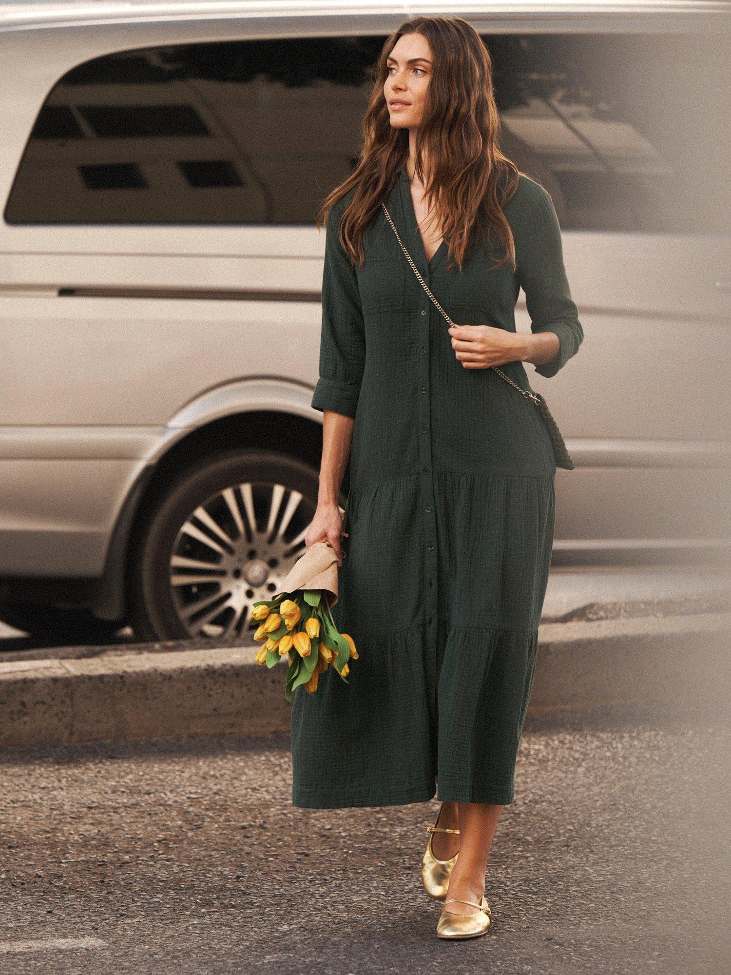 Product image 5 of 6, which shows NRBY Astrid Double Cloth Shirt Dress, Khaki, XS