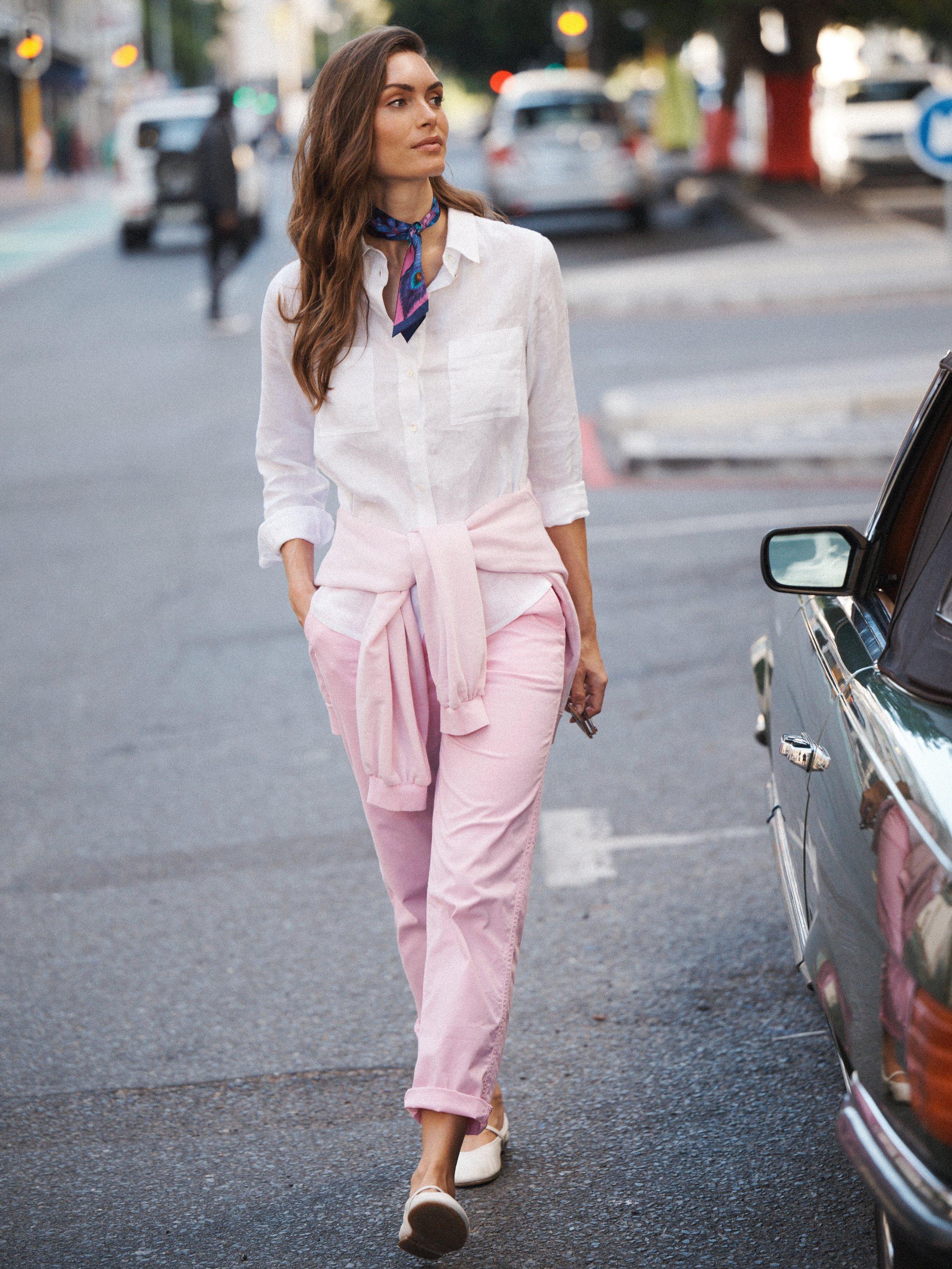Product image 3 of 7, which shows NRBY Cole Tapered Chinos, Dusty Pink, 8