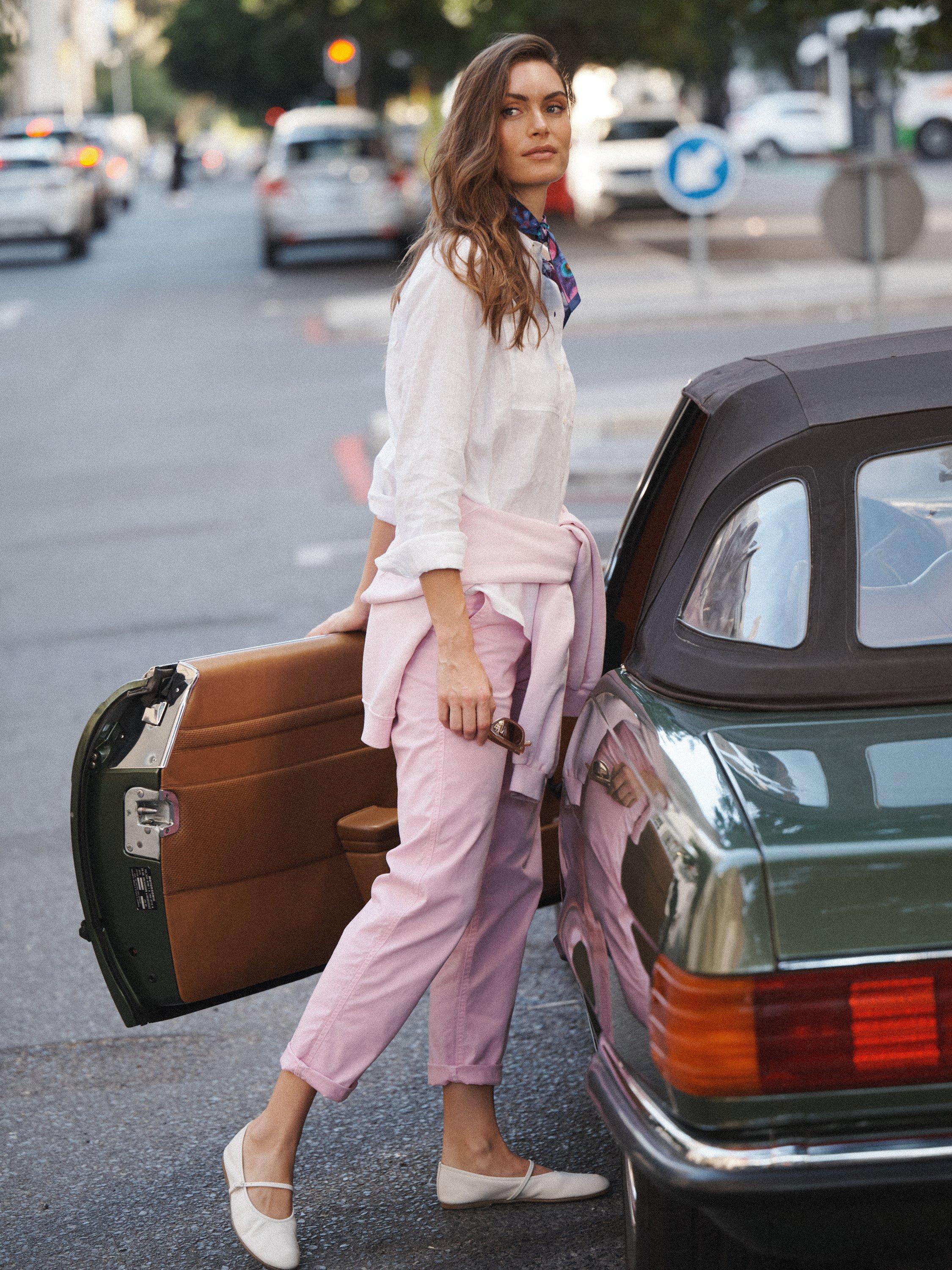 Product image 5 of 7, which shows NRBY Cole Tapered Chinos, Dusty Pink, 8