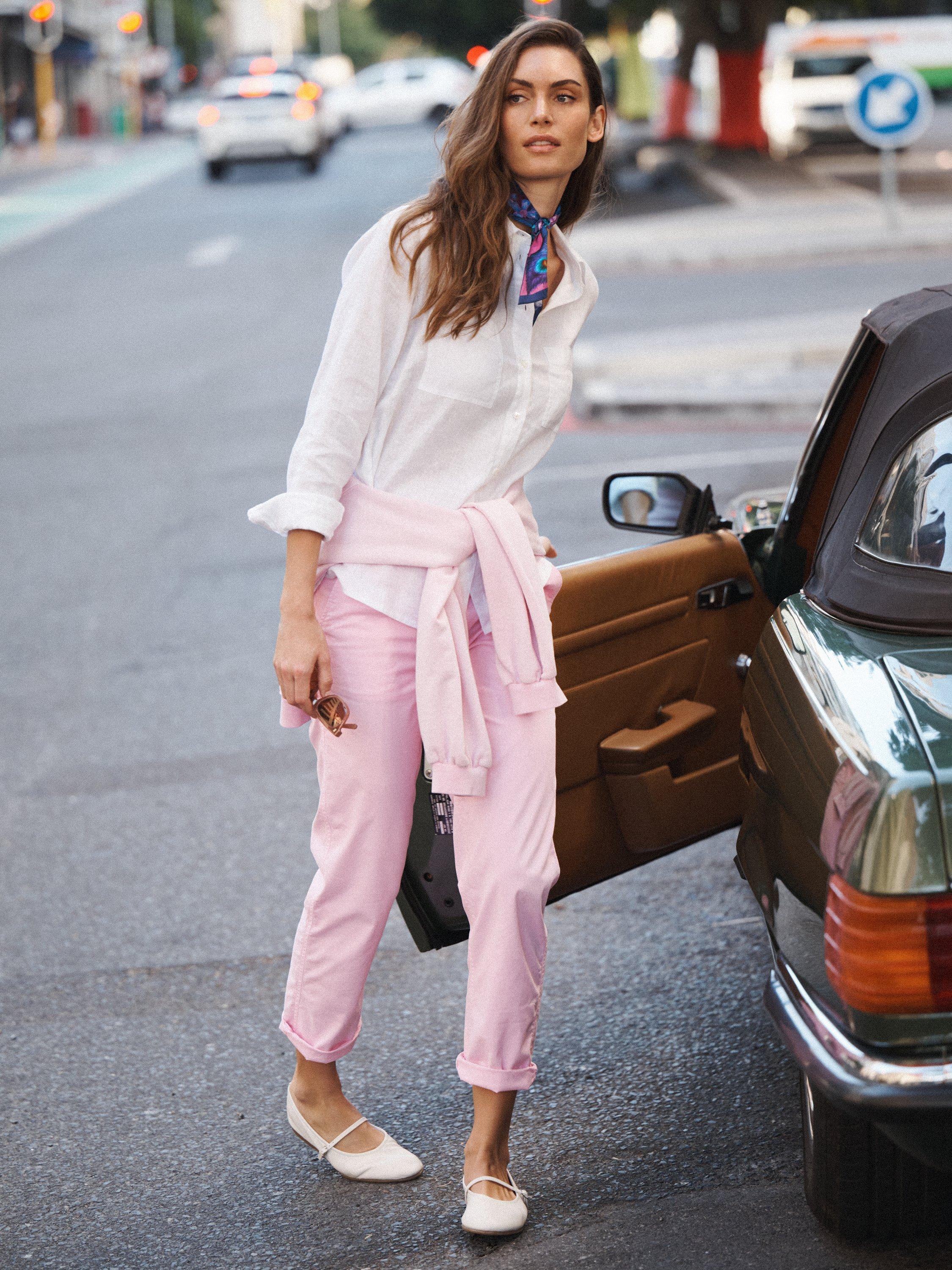 Product image 6 of 7, which shows NRBY Cole Tapered Chinos, Dusty Pink, 8