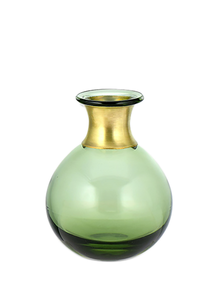 nkuku Miza Glass Globe Vase, Green