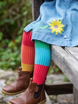 Frugi Kids' Norah Colour Block Tights, Pack of 2, Multi - view 2, Multi