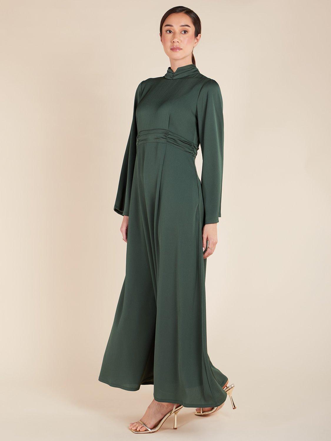 Product image 2 of 4, which shows Aab Rayie Pleat Detail Maxi Dress, Green, S Reg
