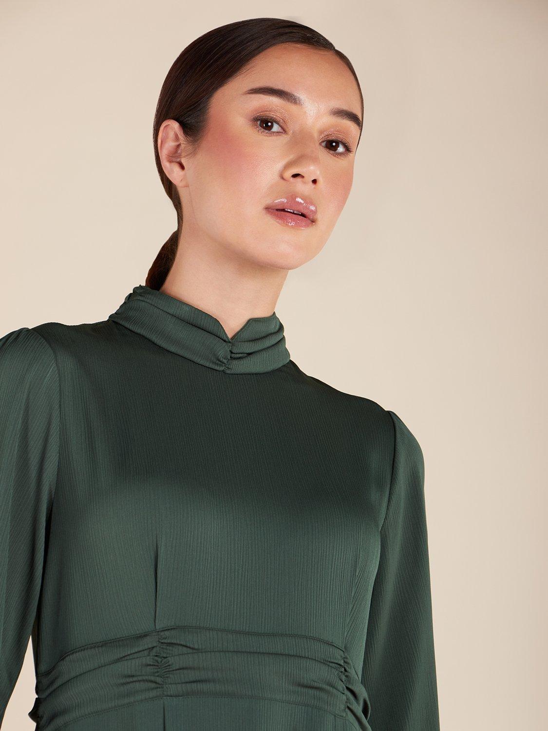 Product image 4 of 4, which shows Aab Rayie Pleat Detail Maxi Dress, Green, S Reg