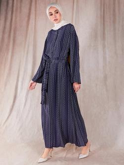 Aab Sashiko Print Maxi Dress, Blue - view 2, Blue