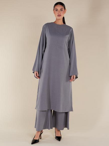 Aab Simple Seam Midi Dress, Grey - view 2, Grey