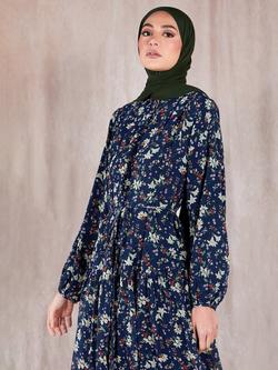 Aab Chashme Floral Maxi Dress, Blue - view 2, Blue