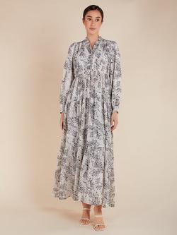 Aab Monochrome Floral Floaty Maxi Dress, Multi - view 2, Multi