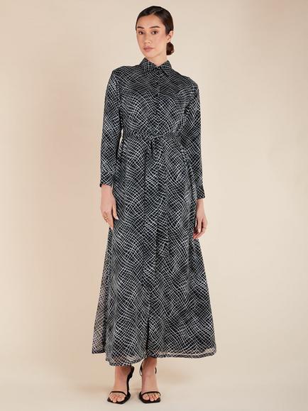 Aab Quadrille Monochrome Maxi Dress, Black, Black