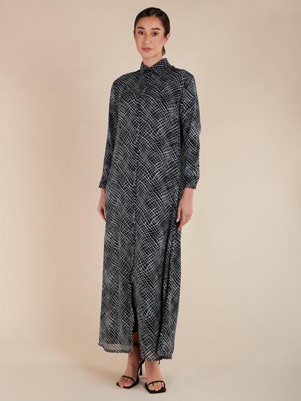 Aab Quadrille Monochrome Maxi Dress, Black - view 2, Black