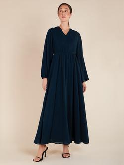 Aab Waist Pleat Maxi Dress, Blue, Blue