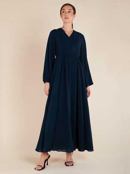 Aab Waist Pleat Maxi Dress, Blue, Blue